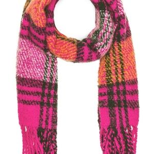 Free People Homecoming Plaid Blanket Scarf - Bubblegum